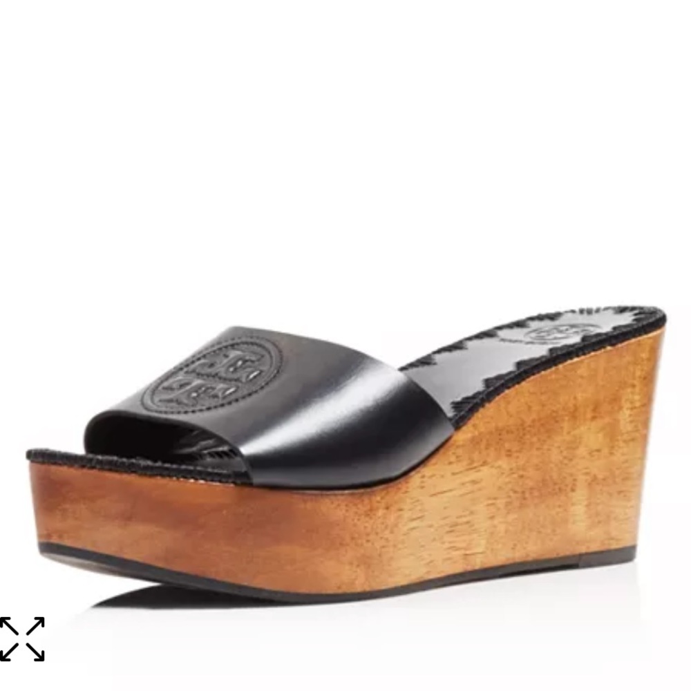 Tory Burch black Patty platform slide wedge size 7.5
